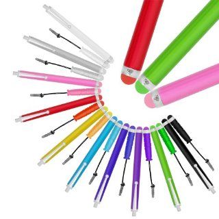 Chromo Inc. Bundle of 20 Vibrant Colorful Premium Stylus Universal Capacitive Touch Screen Pen for iPad 1 2 3 4 iPad Mini iPod iPhone 5 4 4S 3g 3gs Samsung Galaxy S4 S3 S2 Tab 8.9 10.1, Blackberry Z10 Q10 Playbook Google Nuxus + NEW Color Coded Matching Ti