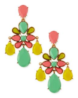 Faceted Chandelier Clip On Earrings, Multicolor   Oscar de la Renta  