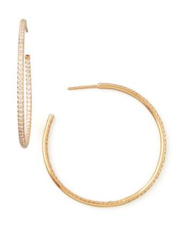 45mm Rose Gold Diamond Hoop Earrings, 1.4ct   Roberto Coin   Gold (45mm ,4ct ,