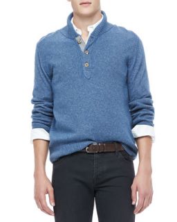 Mens Shawl Collar Sweater, Blue   Blue (X LARGE)