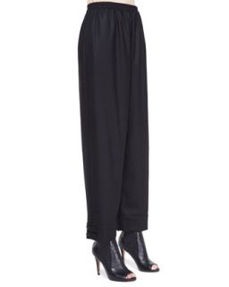 Womens Slimmer Longer Wool Trousers, Black   eskandar   Black (2/12 16)