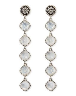 Aura 5 Stone Mother of Pearl Drop Earrings   Konstantino   White/Silver