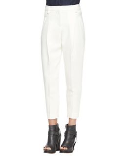 Womens Full Pleated Ankle Trousers   Brunello Cucinelli   White (46/10)