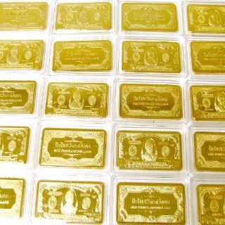 100 (One Hundred) 1 Troy Ounce $1000 Bill 24k .999 Gold Clad Bar + Bonus Gold Buffalo Nickel!: Everything Else
