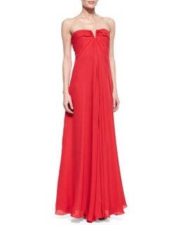 Womens Strapless Drape Front Gown   Nicole Miller   Brink pink (0)