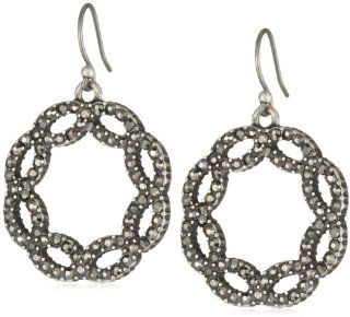 Lucky Brand Openwork Pave Hoop Earrings: Jewelry