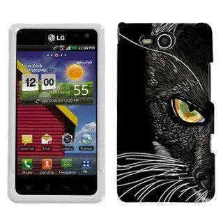 LG Lucid Black Cat Face Hard Case Phone Cover Cell Phones & Accessories