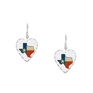 Earring Heart Charm Texas Flag Texas Shaped: Dangle Earrings: Jewelry