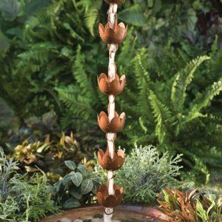 Rain Chain   Decorative Lily Shaped Copper Cups : Patio, Lawn & Garden
