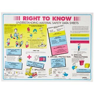 Brady 53200 18" Height, 24" Width, Laminated Paper, Black, Red, Blue And Yellow On White Color Right To Know Poster English, Legend "Right To Know Understanding Material Safety Data Sheets": Industrial Warning Signs: Industrial & Sc