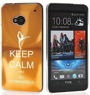 Gold HTC One M7 Sprint AT&T T Mobile Aluminum Plated Hard Back Case Cover 7M293 Keep Calm and Do Gymnastics: Cell Phones & Accessories