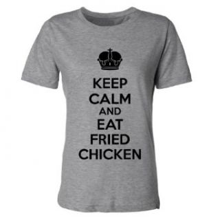 Tasty Threads Keep Calm And Eat Fried Chicken Women's T Shirt: Clothing