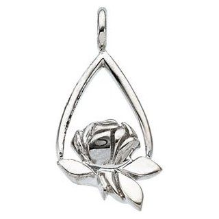 CleverEve Designer Series Sterling Silver Memorial Tear Rose Pendant: Pendant Necklaces: Jewelry