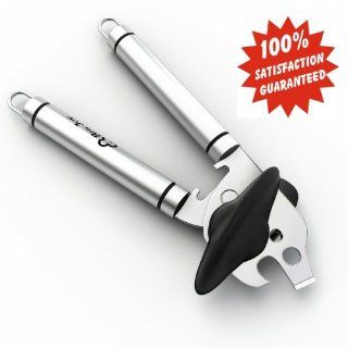 Bru Joy Manual Can Opener Smooth Edge Stainless Steel Suitable for Arthritis Seniors With Built in Bottle Opener & Soda Tab Lifter: Kitchen & Dining