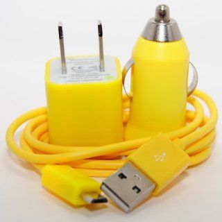 CablesFrLess (TM) 3 in 1 Yellow Micro USB Charging / Data Sync kit: Cell Phones & Accessories