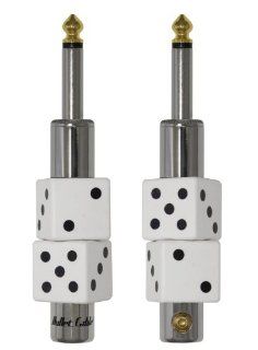 Bullet Cable DIY Solderless Connectors.  High quality Molded White Dice Shape. 1/4" Plug.  2 Piece Set: Musical Instruments