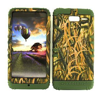 For Motorola Droid Razr M Xt907 Camo Shedder Grass Heavy Duty Case + Dark Green Rubber Skin Accessories: Cell Phones & Accessories