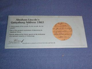 Reproduction of Abraham Lincoln's 1863 Gettysburg Address . . . Historical Document reproduced on antiqued parchment that looks and feels old  Other Products  