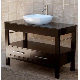 48" Bathroom Vanity Cabinet Black Granite Top Ceramic Vessel Sink Faucet CG2/cv20 (combo)
