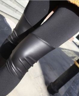 Maybe Women's Faux Leather Fleece Inset Footless Legging at  Womens Clothing store