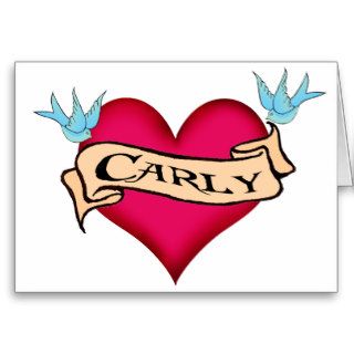 Carly   Custom Heart Tattoo T shirts & Gifts Greeting Cards