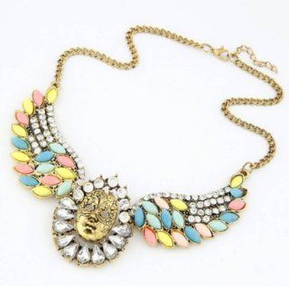 Vintage Egypt Bronze Mask Colorful Rhinestones Beads Wings Pendants Necklaces Love Freedom，100439: Baby