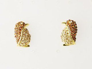 Petite Colorado Topaz Crystal Rhinestone Penguin Bird Lover Couple Stud Earrings: Jewelry