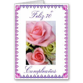 Spanish: 70 anos / birthday roses greeting card