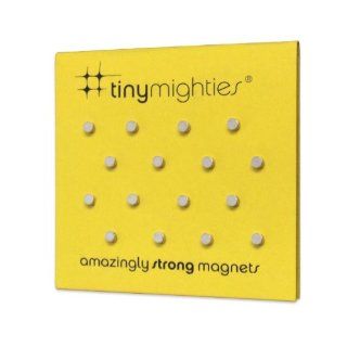 Three By Three Seattle Tiny Mighties Magnets, 0.125 Inches Diameter, Chrome, 16 Pack (20500): Office Products