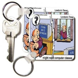 kc_1516_1 Londons Times Funny Computer Cartoons   MIGHT NEED COMPUTER LESSONS   Key Chains   set of 2 Key Chains: Clothing