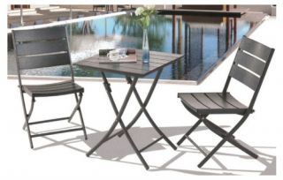 Royal Garden Aluminum Bistro Square Table Set   Black   Outdoor Bistro Sets