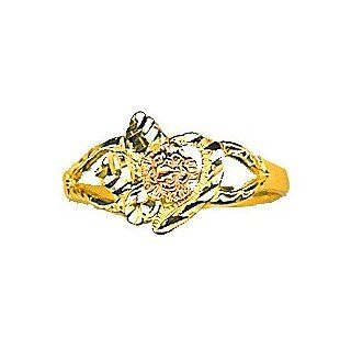 Gold Ring Pink Flower Center & D C Edge Cut out: Jewelry