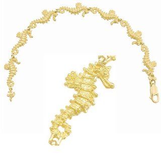 Gold Bracelet 3d Seahorse Bracelet: Million Charms: Jewelry