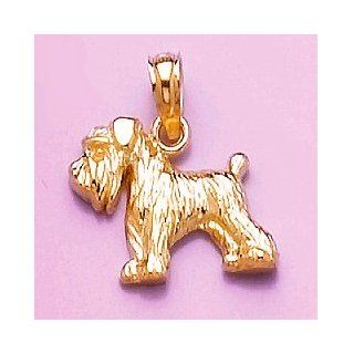 Gold Animal Charm Pendant Schnauzer Dog 2 D: Million Charms: Jewelry