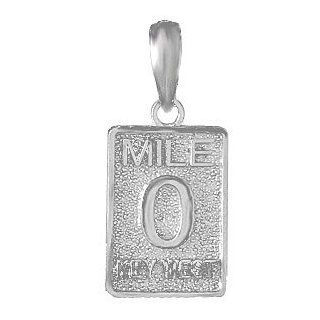 925 Sterling Silver Travel Necklace Charm Pendant, Mile Marker 0 Key West: Jewelry