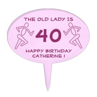 Funny Runner Running Ladies Happy Birthday Party Cake Toppers