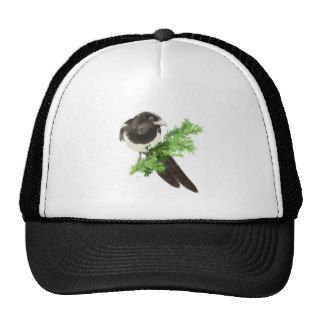 Custom Original Watercolor Magpie Pine Branch Trucker Hat