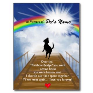 Rainbow Bridge Memorial Poem for Dogs Post Card