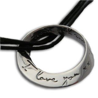 Shanti Boutique I Love You More Necklace Sterling Silver with 16 17" adjustable necklace Black: Jewelry