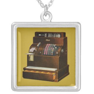 Vintage Business, Old Fashioned Cash Register Personalized Necklace