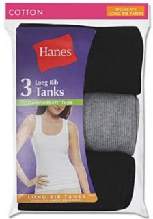 Hanes Women's Ribbed Tank   P3 Basic Assortment 2XL at  Womens Clothing store: Undershirts