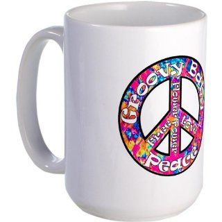 CafePress Peace Psychedelic Pinks 2 Large Mug Large Mug   Standard: Kitchen & Dining