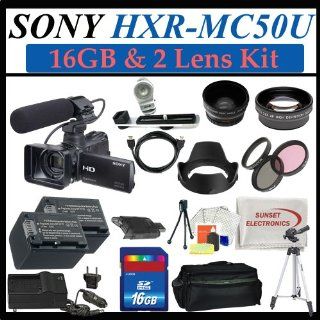 Sony Hxr mc50u Ultra Compact Pro Avchd Camcorder with 16gb Sdhc Memory, 2 Extra Replacement Batteries, 3 Extra Lens, Hdmi, Deluxe Soft Carrying Case, Aluminum Tripod & Much More  Professional Camcorders  Camera & Photo