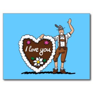 Postcard Oktoberfest Gingerbread Heart Lederhosen