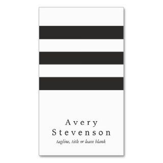 Cool Black and White Striped Modern Vertical White Business Card