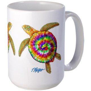 Tie Dye Sea Turtle Large Mug Large Mug by CafePress: Kitchen & Dining