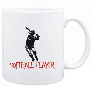 Mug White " Softball Player Silhouette" Sports: Sports & Outdoors