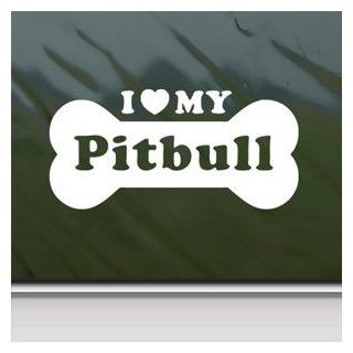 I Love My Pitbull White Sticker Car Vinyl Window Laptop White Decal   Wall Decor Stickers