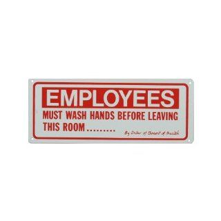 10" X 4" Metal "Employees Must Wash Hands" Sign: Industrial Warning Signs: Industrial & Scientific
