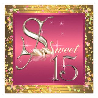 Pink and Orange Sweet Fifteen Quinceanera Party Custom Invitation